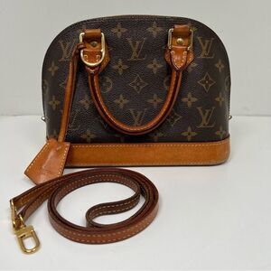 Louis Vuitton Alma Monogram Shoulder Bag BB Brown Canvas